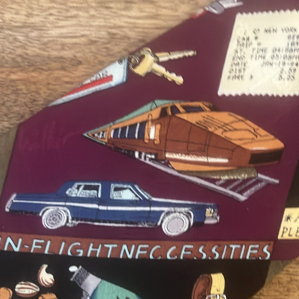 Nostalgic 1994 Nicole Miller Silk Tie In-Flight Necessities 90s Travel - Picture 6 of 13